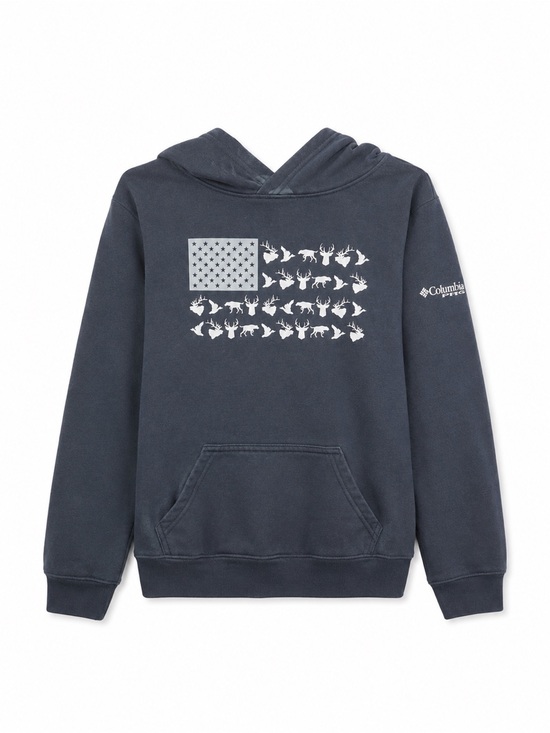 Columbia Other - Columbia PFG Youth Wildlife American Flag Pullover Hoodie Navy
